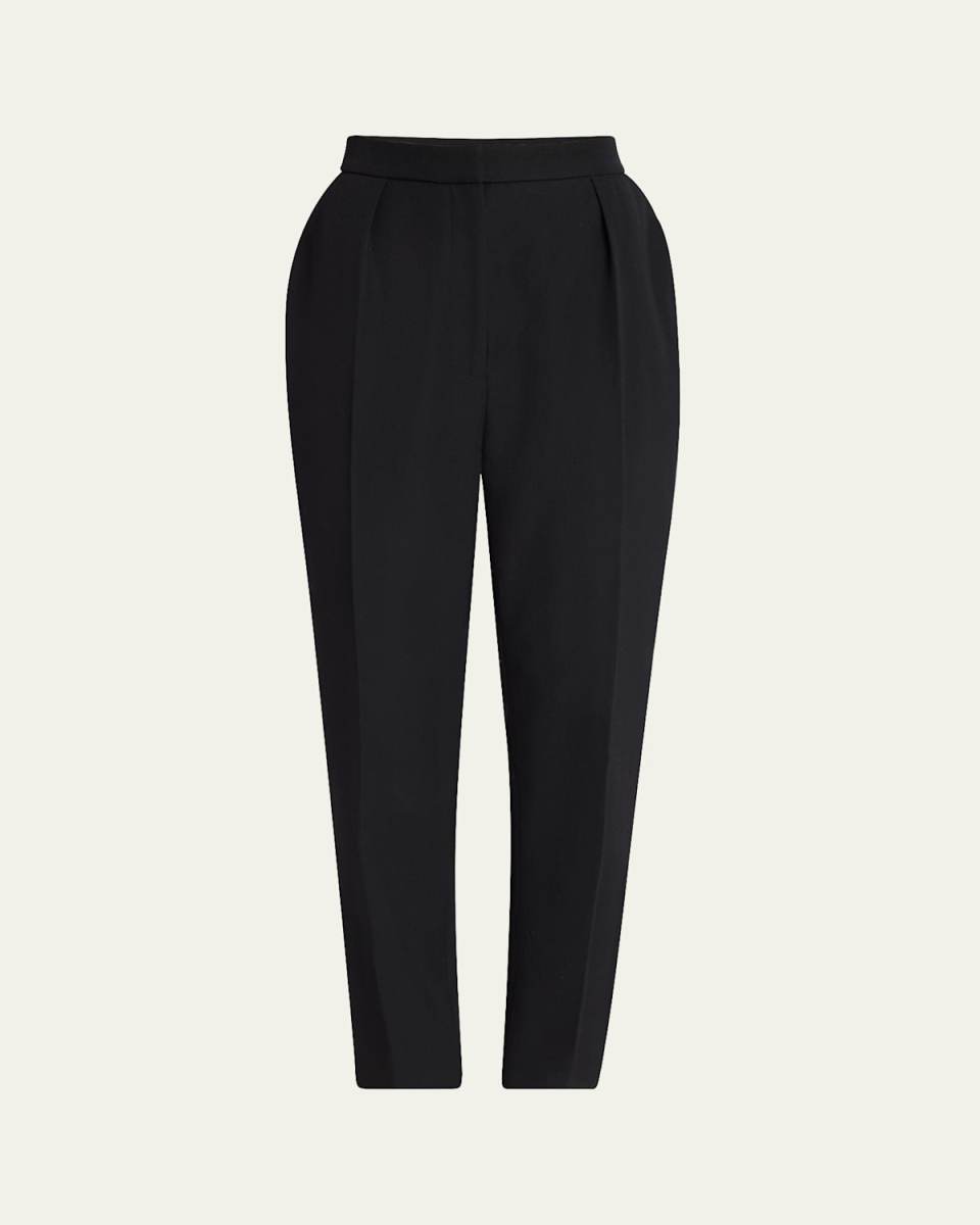 High Waist Pleated Tailored Wool Trousers